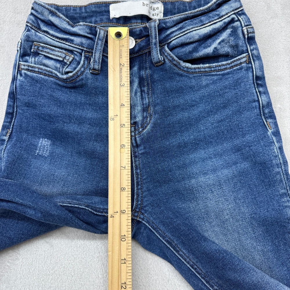 Bridge by Gly Jeans Women's 23 Super Flare Blue Hi Rise Raw Hem Retro Boho Denim - Picture 8 of 10